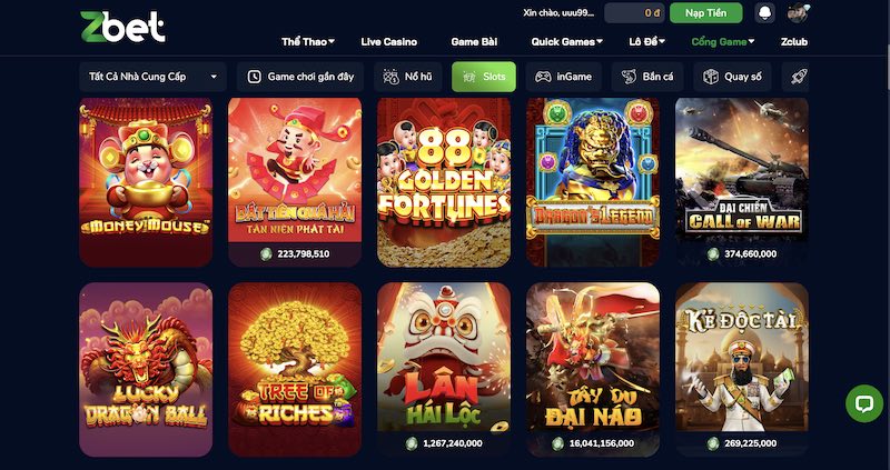 Giới thiệu tổng quan về game slots game tại Zbet